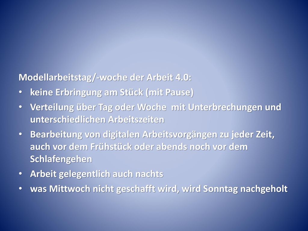 Modellarbeitstag/-woche der Arbeit 4.0:
