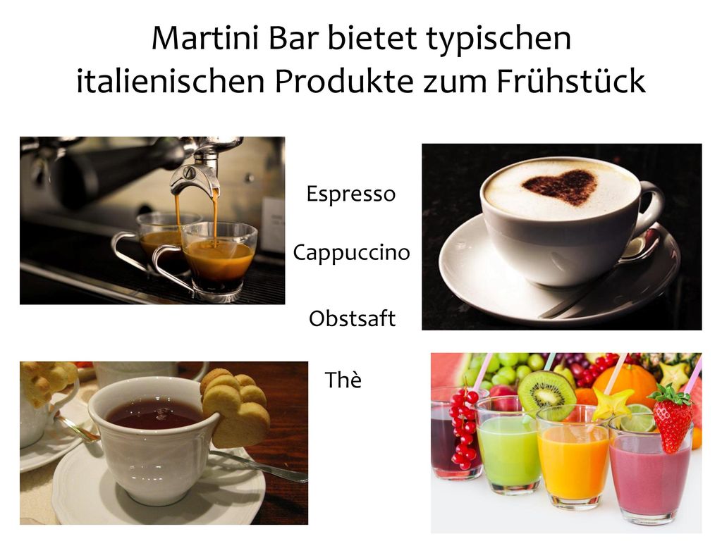 Martini Bar bietet typischen italienischen Produkte zum Frühstück