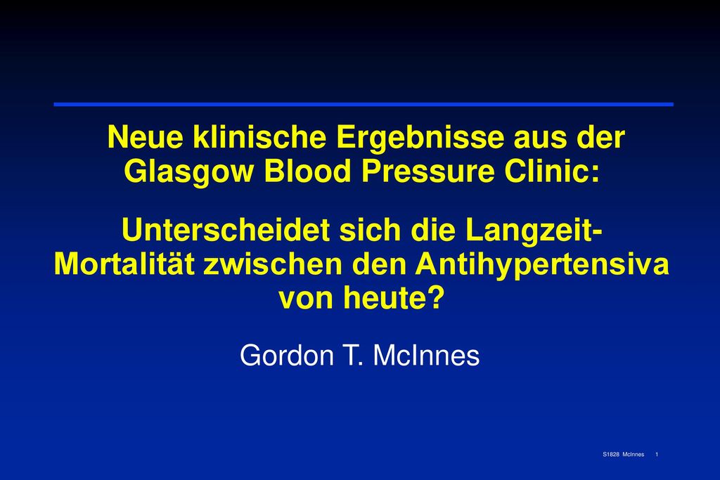 Neue klinische Ergebnisse aus der Glasgow Blood Pressure Clinic: Unterscheidet sich die Langzeit-Mortalität zwischen den Antihypertensiva von heute