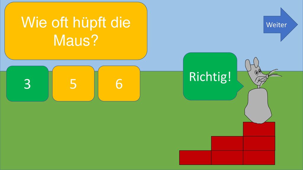 Wie oft hüpft die Maus Weiter Richtig! 3 5 6
