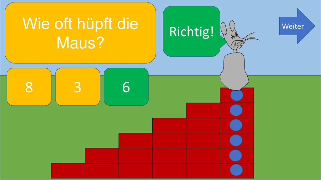 Wie oft hüpft die Maus Richtig! Weiter 8 3 6