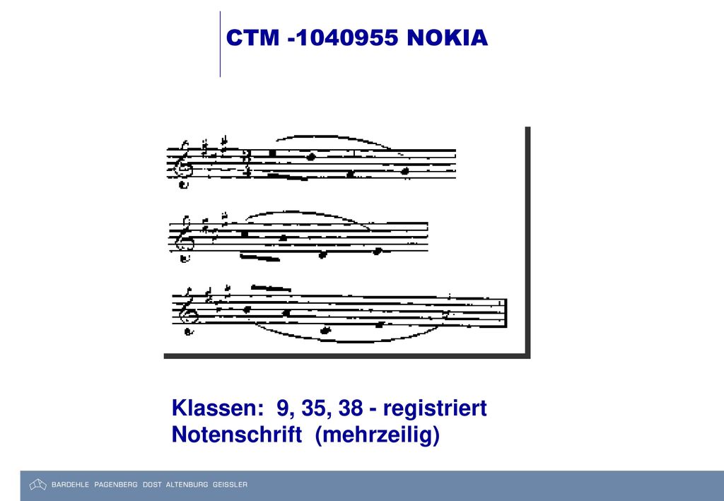 CTM NOKIA Klassen: 9, 35, 38 - registriert Notenschrift (mehrzeilig)