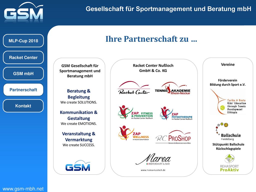 Ihre Partnerschaft zu … GSM Gesellschaft für Sportmanagement und