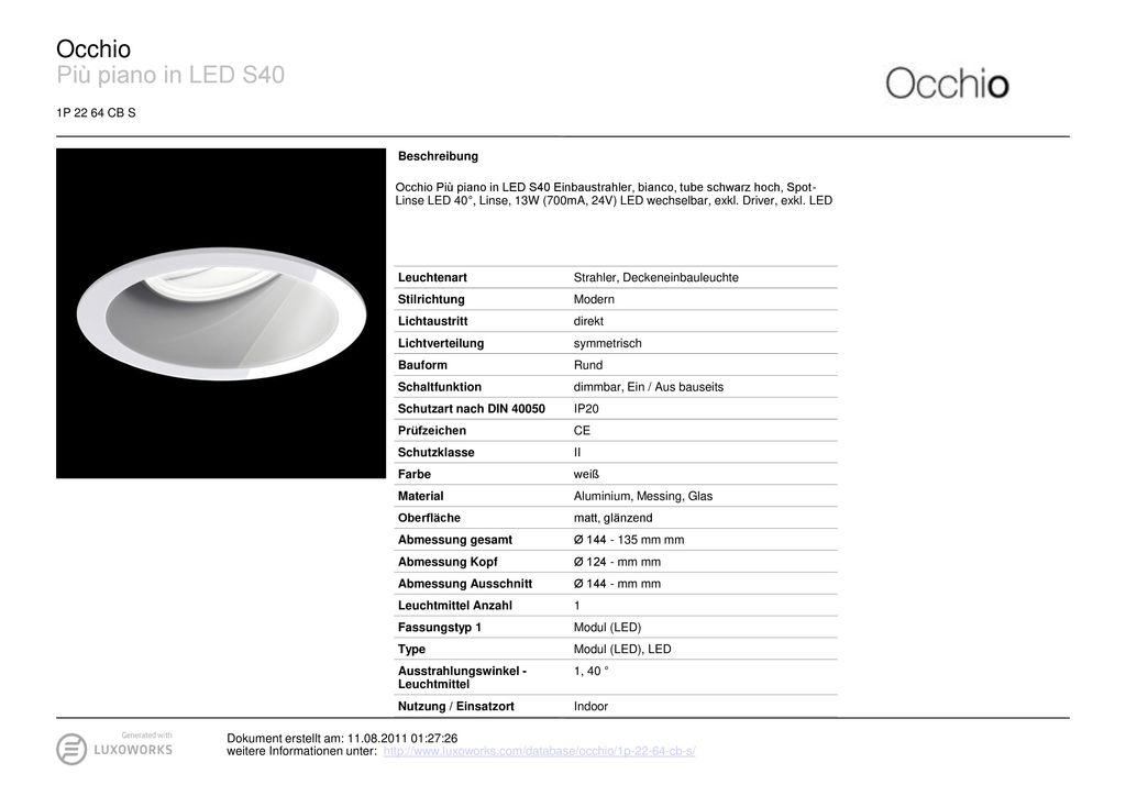 Occhio Più piano in LED S40 1P CB S Beschreibung
