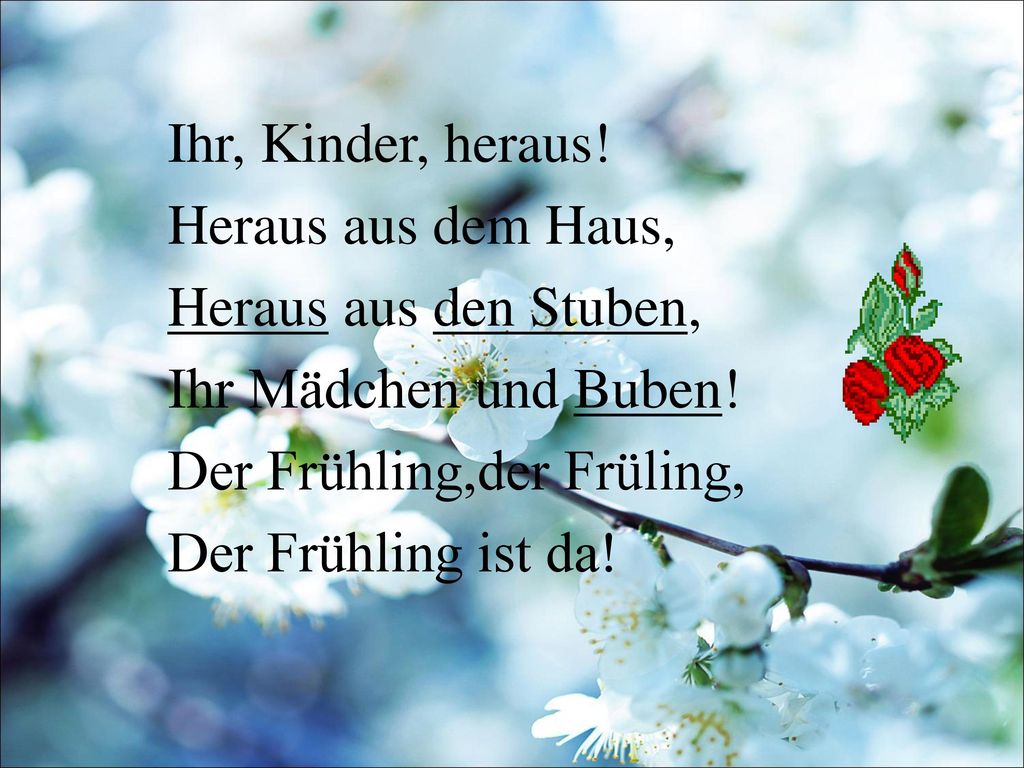 Ihr kinder. Текст про весну на немецком языке. Стихотворение schöner Frühling. Текст про весну на немецком языке с переводом.