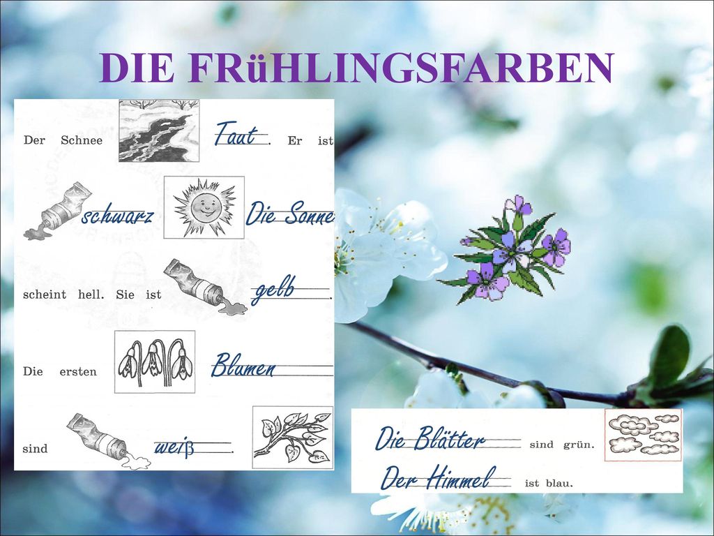 DIE FRüHLINGSFARBEN Taut schwarz Die Sonne gelb Blumen Die Blätter