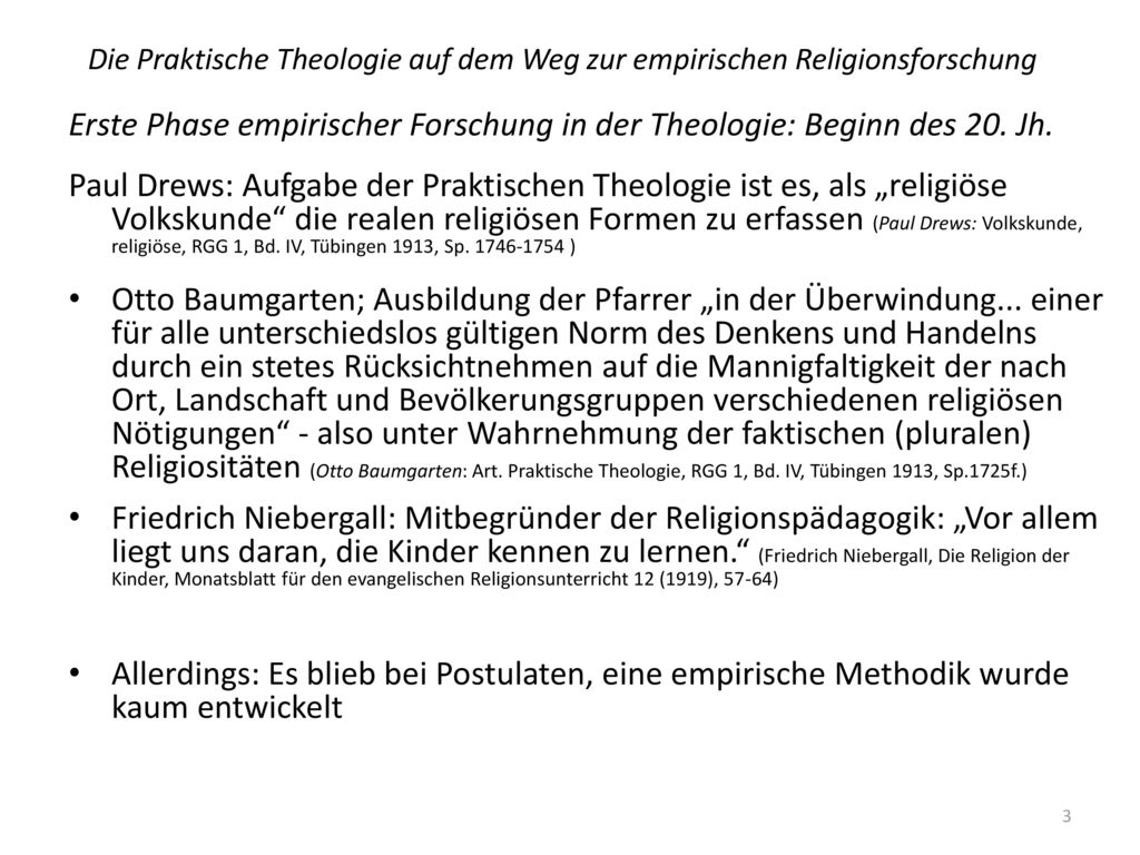 Erste Phase empirischer Forschung in der Theologie: Beginn des 20. Jh.