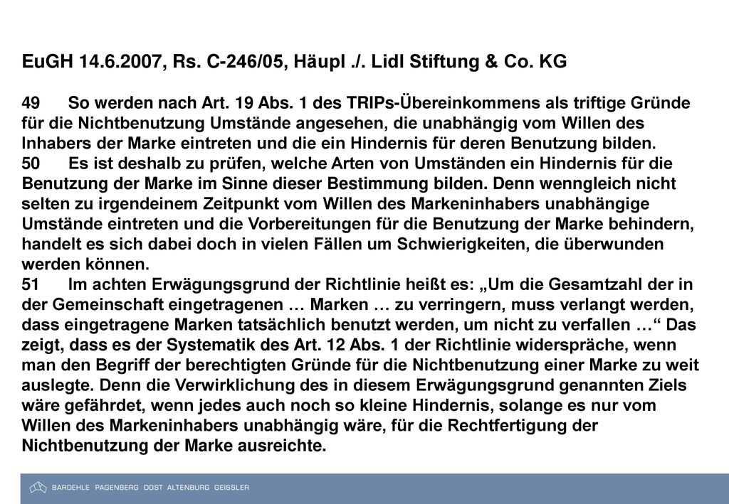 EuGH , Rs. C-246/05, Häupl ./. Lidl Stiftung & Co. KG