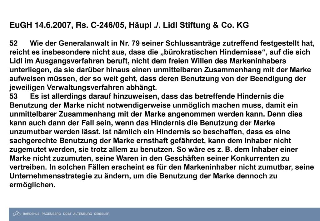 EuGH , Rs. C-246/05, Häupl ./. Lidl Stiftung & Co. KG