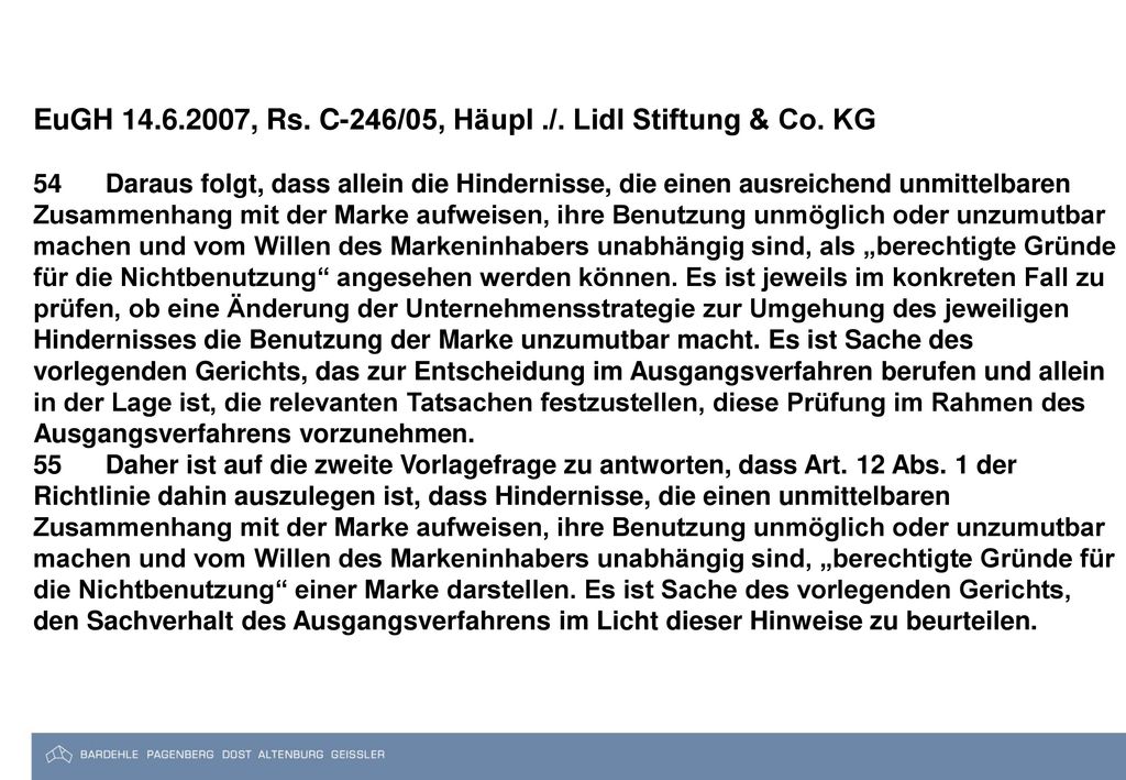 EuGH , Rs. C-246/05, Häupl ./. Lidl Stiftung & Co. KG