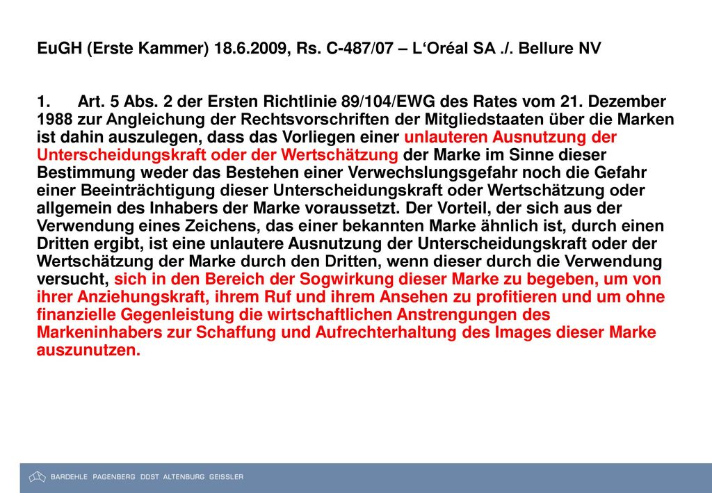 EuGH (Erste Kammer) , Rs. C-487/07 – L‘Oréal SA. /