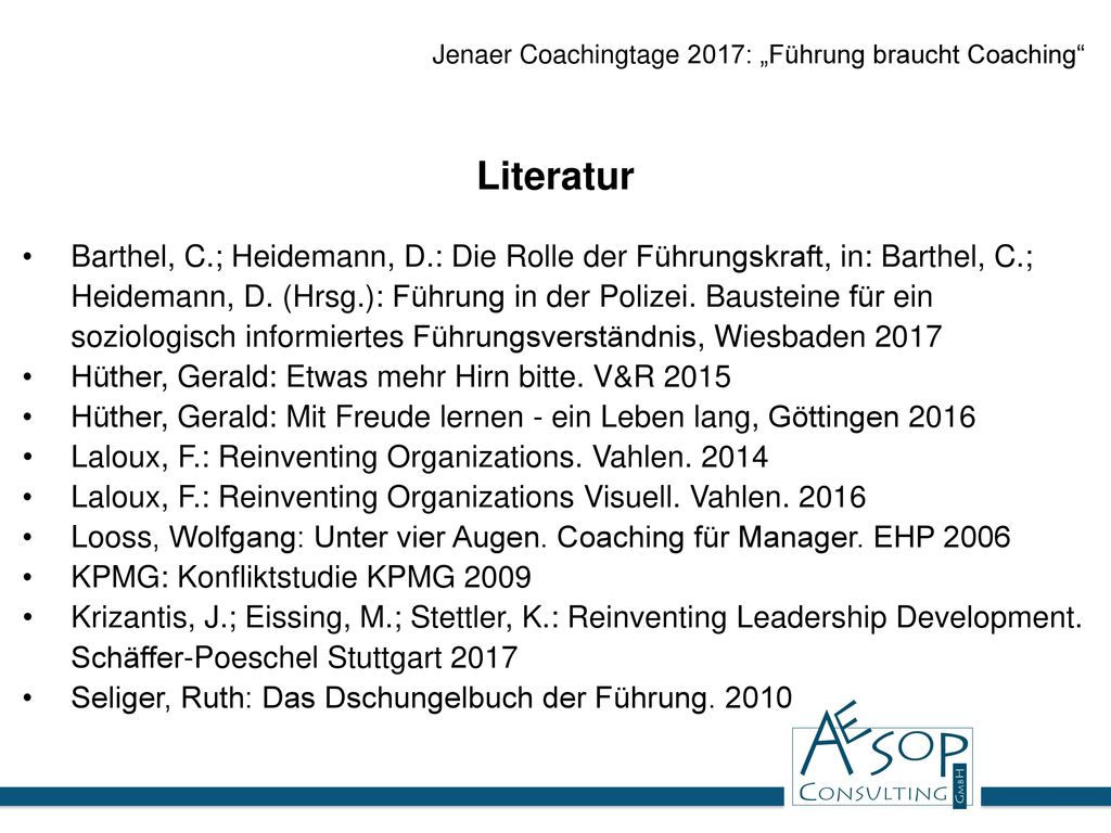 Jenaer Coachingtage 2017: „Führung braucht Coaching