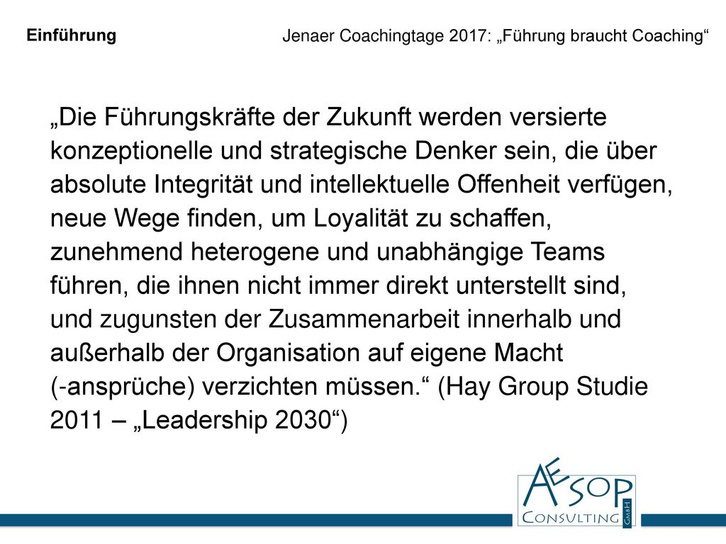Einführung Jenaer Coachingtage 2017: „Führung braucht Coaching