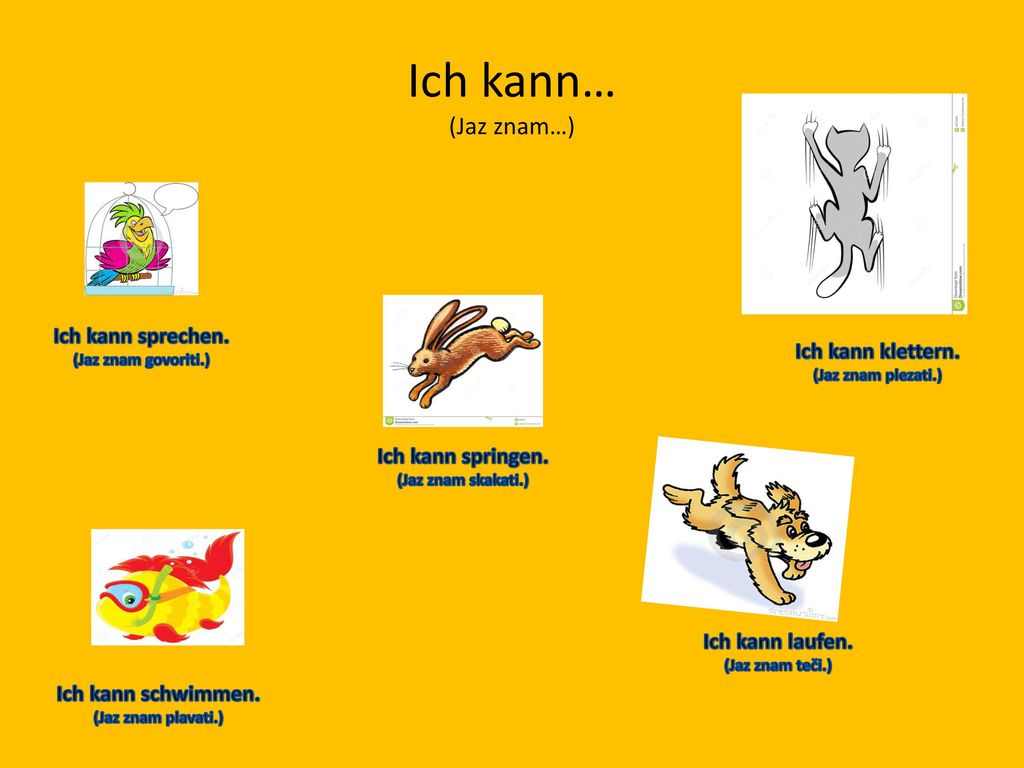 Ich kann… (Jaz znam…) Ich kann sprechen. Ich kann klettern.