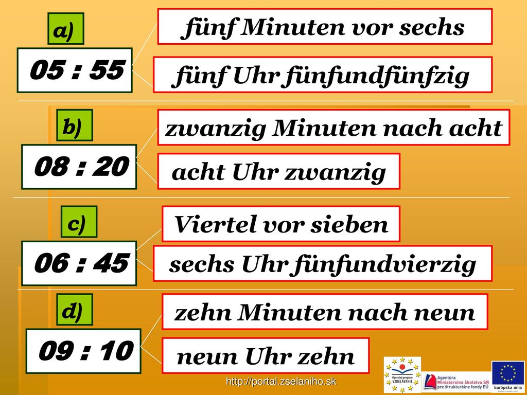 05 : : : : 10 fünf Minuten vor sechs