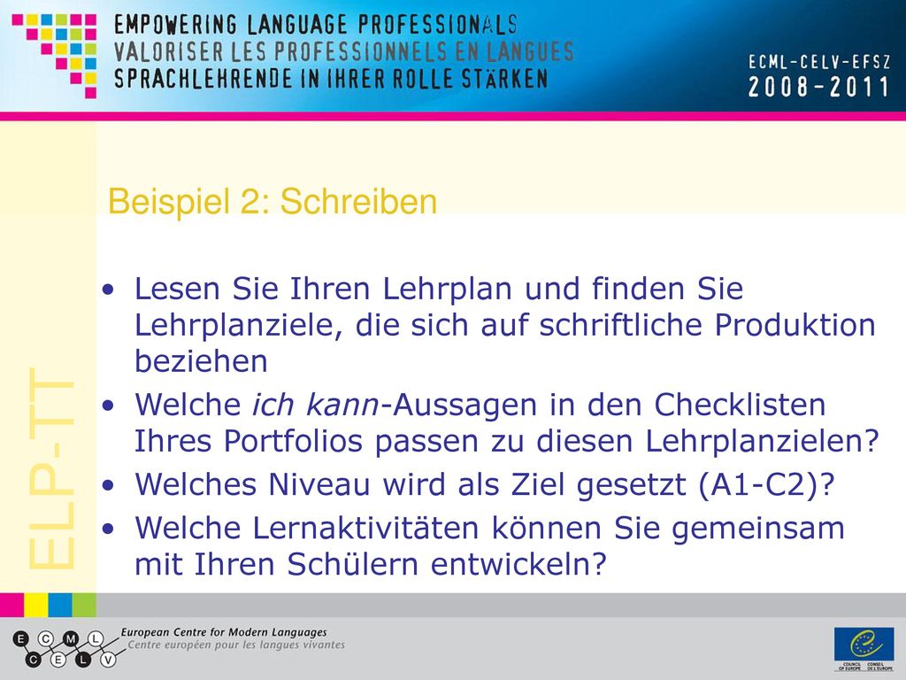 Beispiel 2: Schreiben Lesen Sie Ihren Lehrplan und finden Sie Lehrplanziele, die sich auf schriftliche Produktion beziehen.