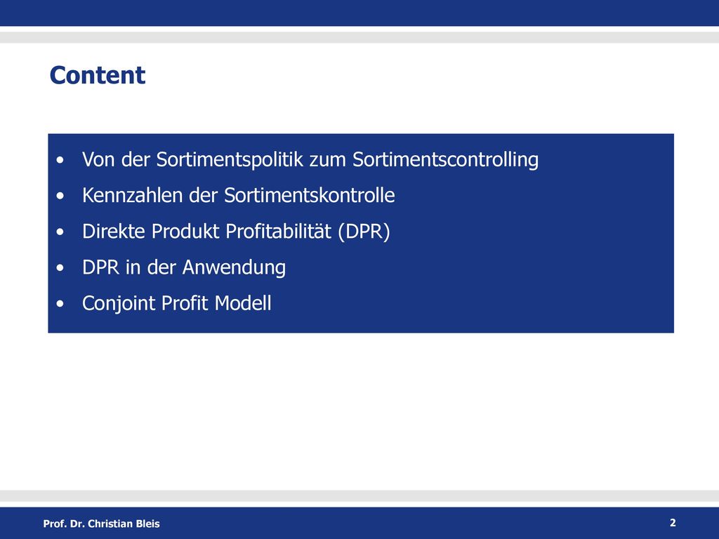 Content Von der Sortimentspolitik zum Sortimentscontrolling