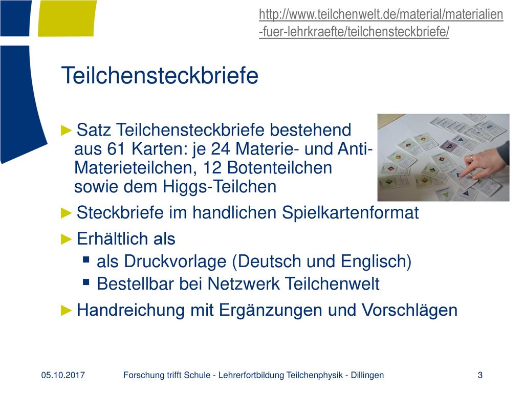 Forschung trifft Schule - Lehrerfortbildung Teilchenphysik - Dillingen
