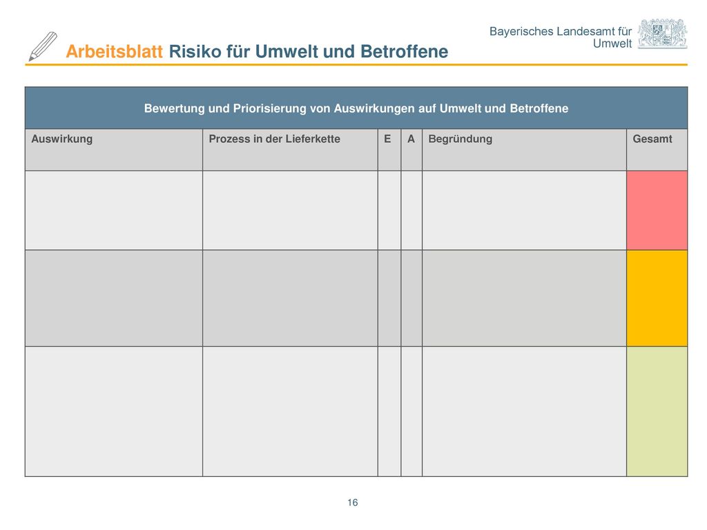 Bewertung und Priorisierung von Auswirkungen auf Umwelt und Betroffene