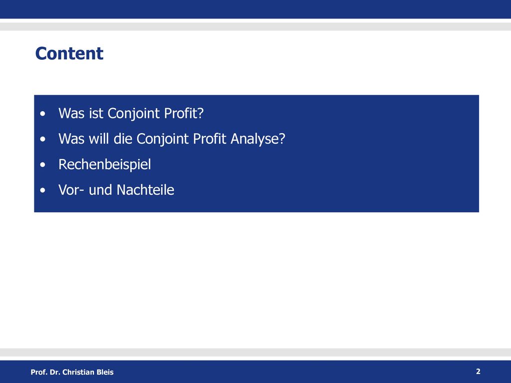 Content Was ist Conjoint Profit Was will die Conjoint Profit Analyse