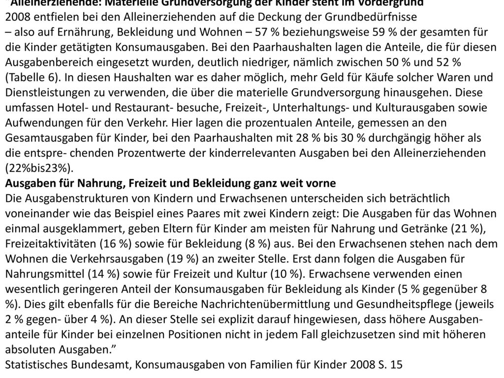 Alleinerziehende: Materielle Grundversorgung der Kinder steht im Vordergrund