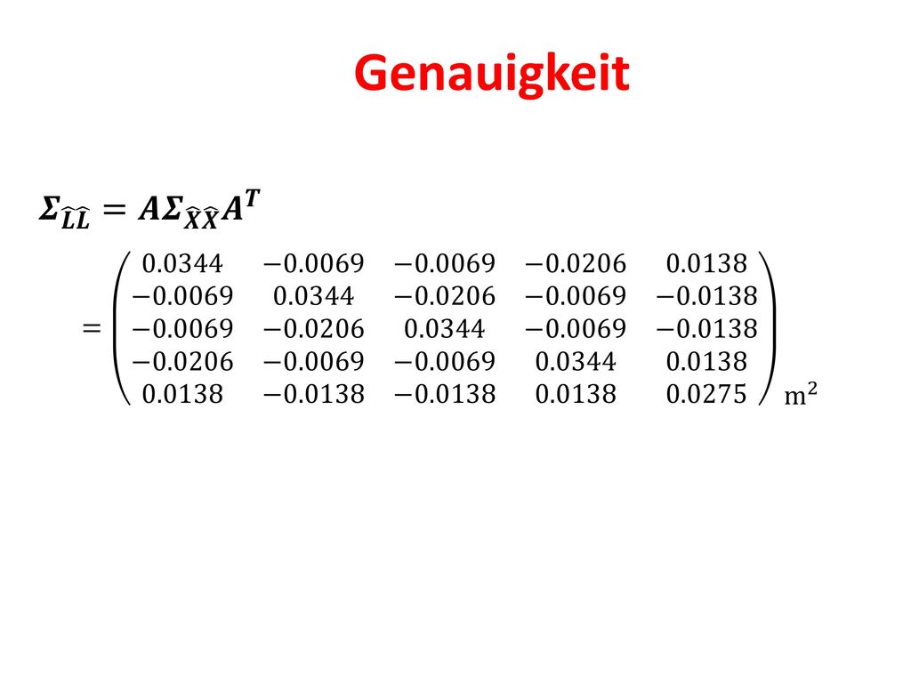 Genauigkeit 𝜮 𝑳 𝑳 =𝑨 𝜮 𝑿 𝑿 𝑨 𝑻
