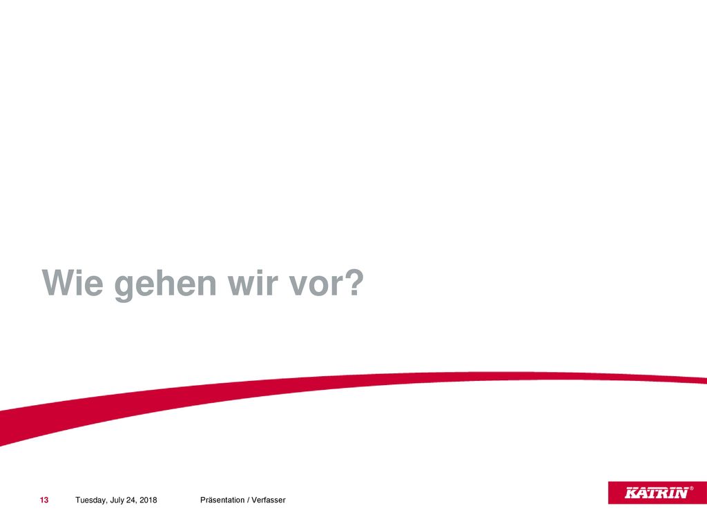 Wie gehen wir vor Tuesday, July 24, 2018 Präsentation / Verfasser