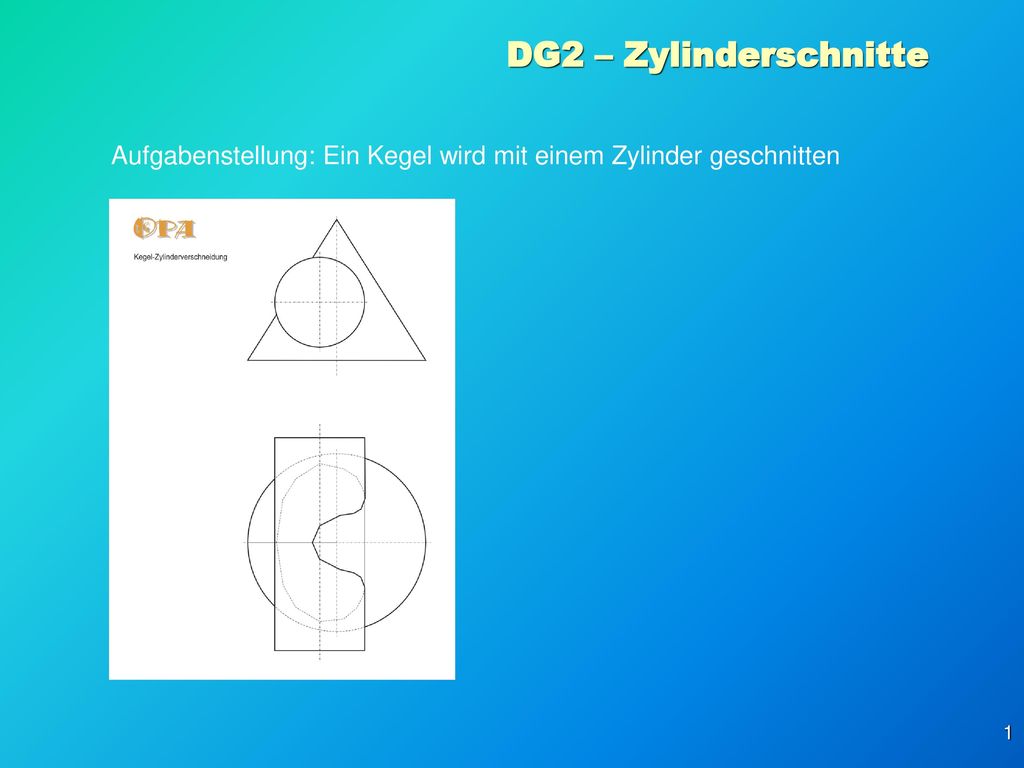 DG2 – Zylinderschnitte Aufgabenstellung: Ein Kegel wird mit einem Zylinder geschnitten