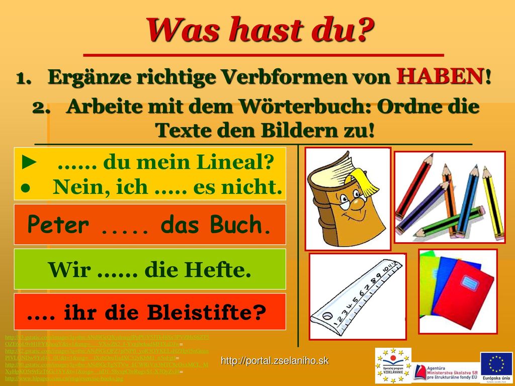 2. Arbeite mit dem Wörterbuch: Ordne die Texte den Bildern zu!