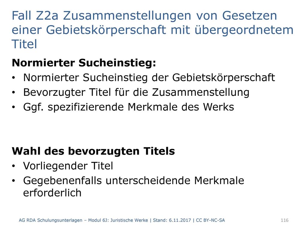Fall Z2a Zusammenstellungen von Gesetzen einer Gebietskörperschaft mit übergeordnetem Titel