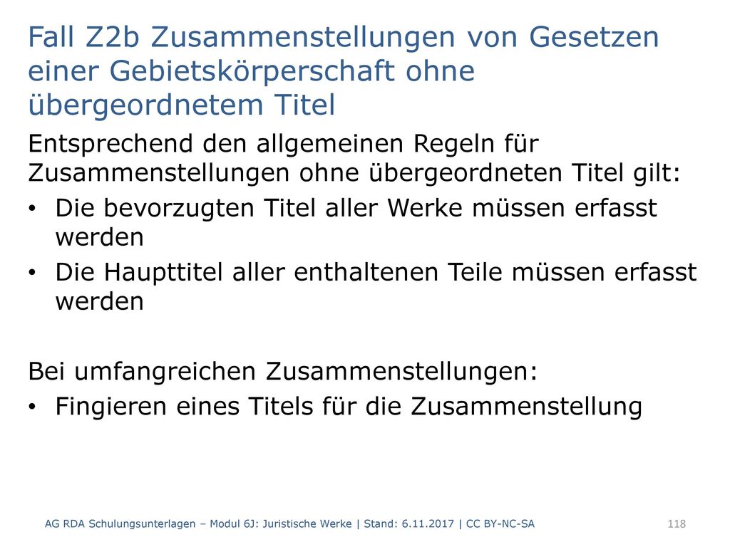 Fall Z2b Zusammenstellungen von Gesetzen einer Gebietskörperschaft ohne übergeordnetem Titel