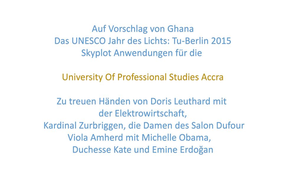 Auf Vorschlag von Ghana Das UNESCO Jahr des Lichts: Tu-Berlin 2015