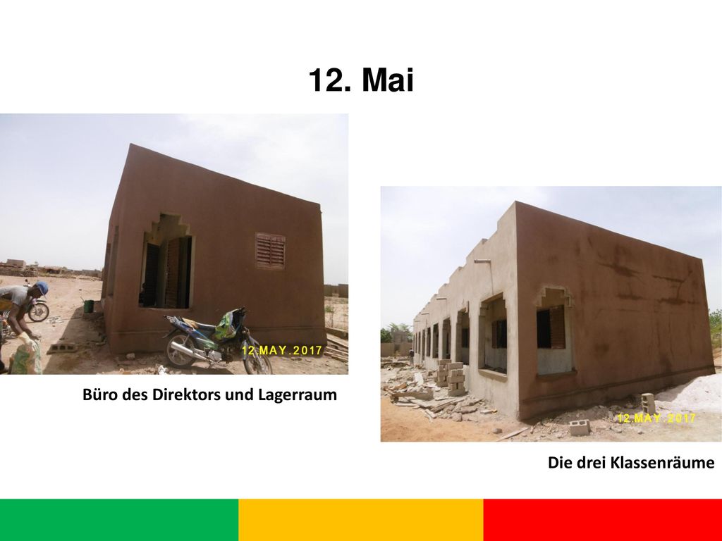 12. Mai Büro des Direktors und Lagerraum Die drei Klassenräume