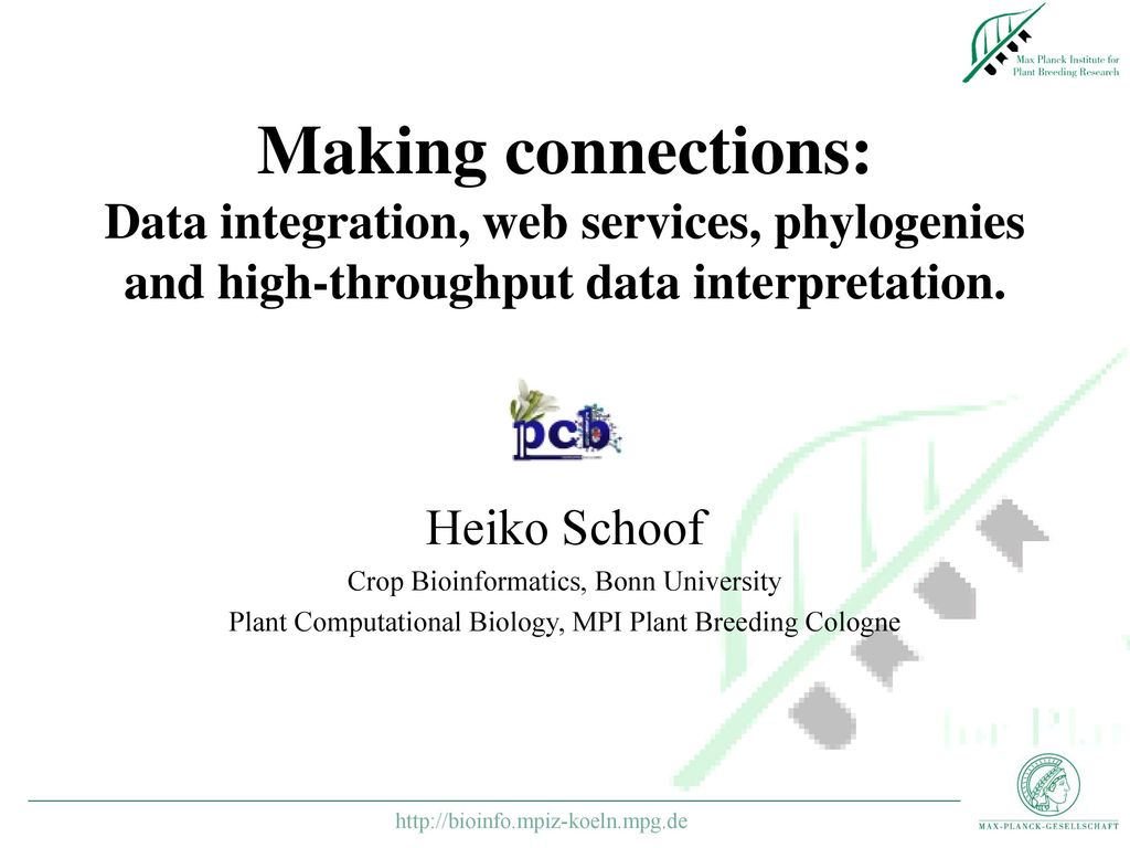 Making connections: Data integration, web services, phylogenies and high-throughput data interpretation.