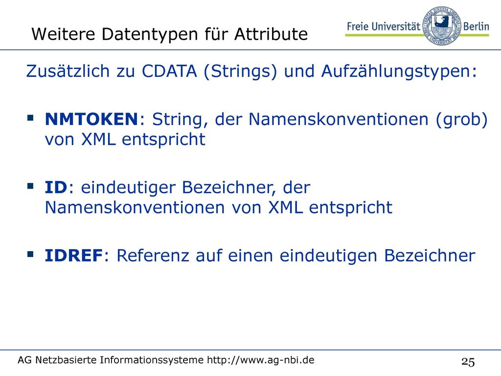 Weitere Datentypen für Attribute