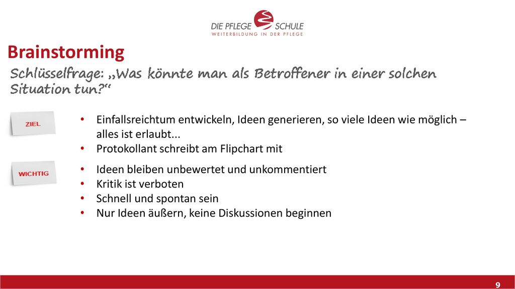 Brainstorming Einfallsreichtum entwickeln, Ideen generieren, so viele Ideen wie möglich – alles ist erlaubt...
