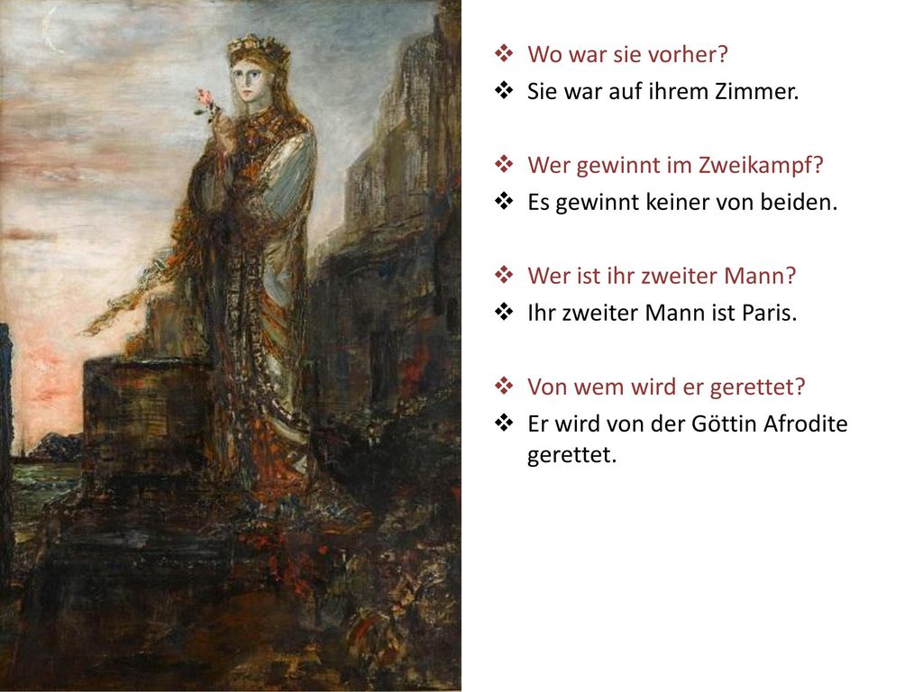 Wo war sie vorher Sie war auf ihrem Zimmer. Wer gewinnt im Zweikampf Es gewinnt keiner von beiden.