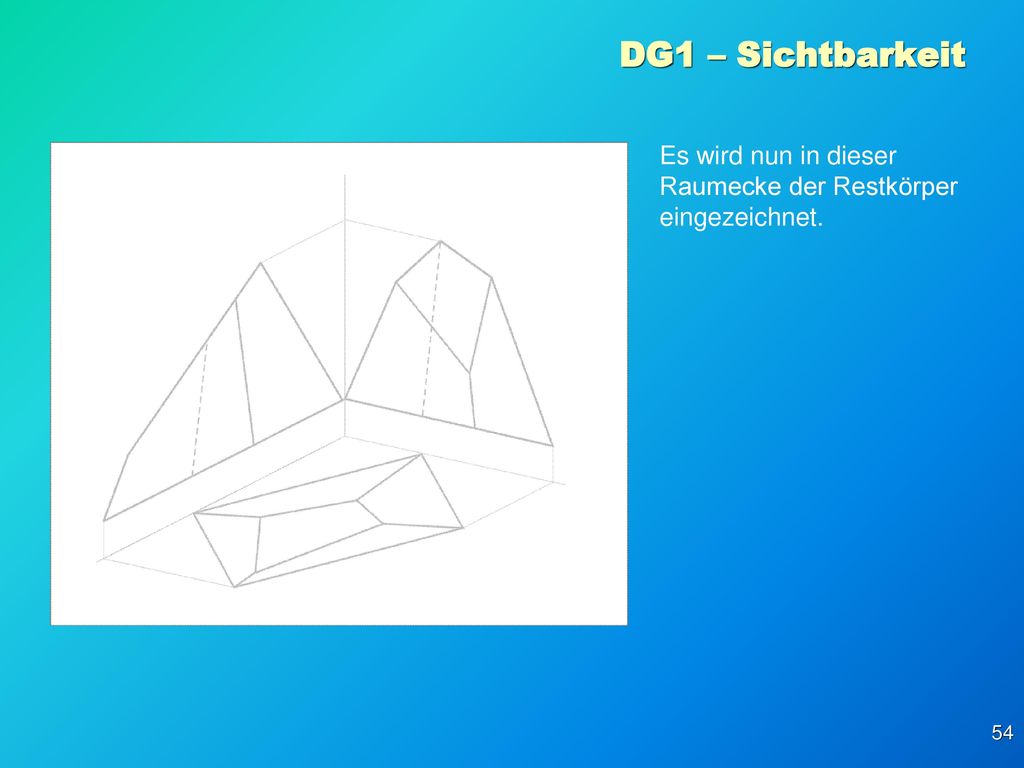 DG1 – Sichtbarkeit Es wird nun in dieser Raumecke der Restkörper eingezeichnet.