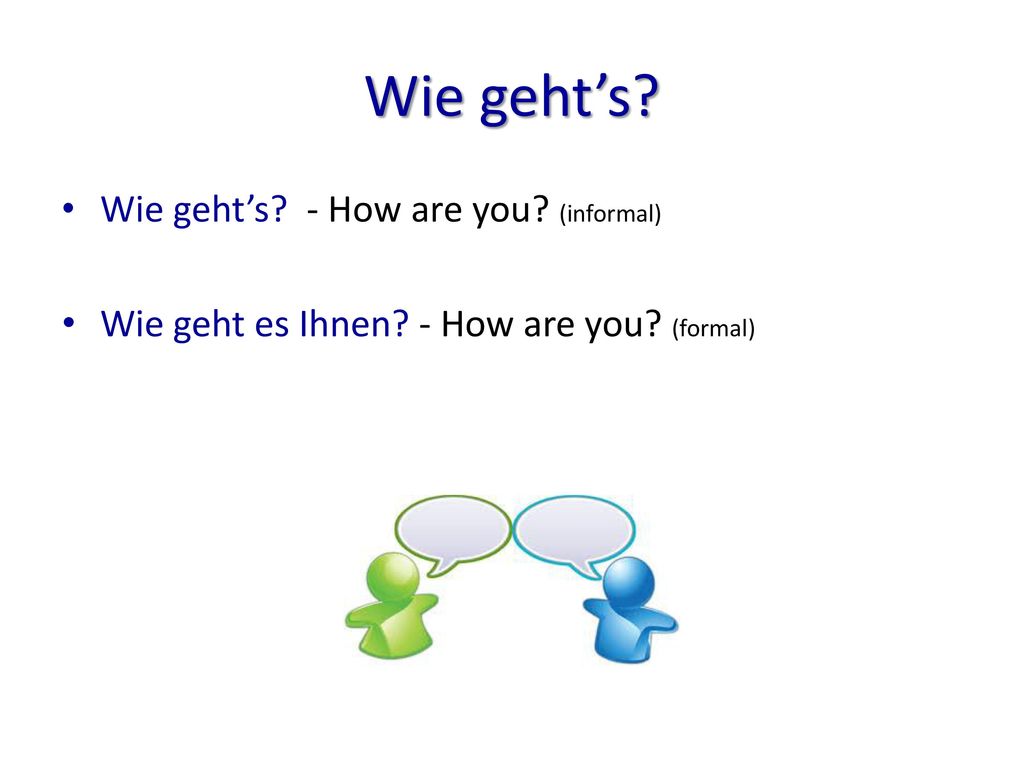 Wie geht’s Wie geht’s - How are you (informal)
