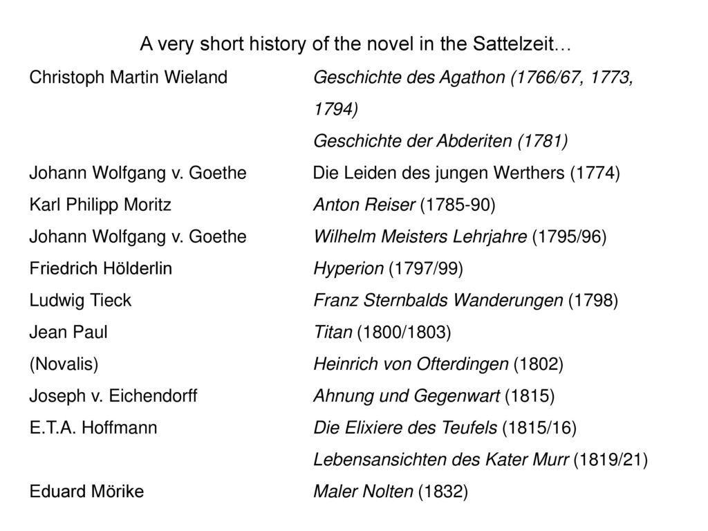 A very short history of the novel in the Sattelzeit…