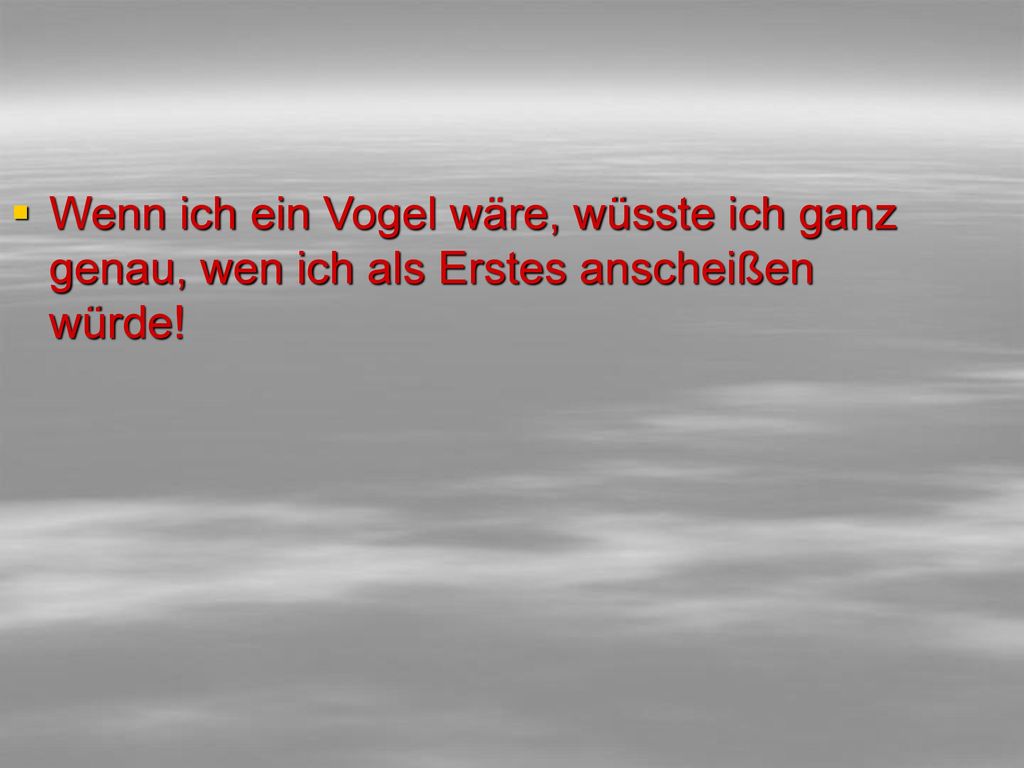 Wenn ich ein Vogel wäre, wüsste ich ganz genau, wen ich als Erstes anscheißen würde!