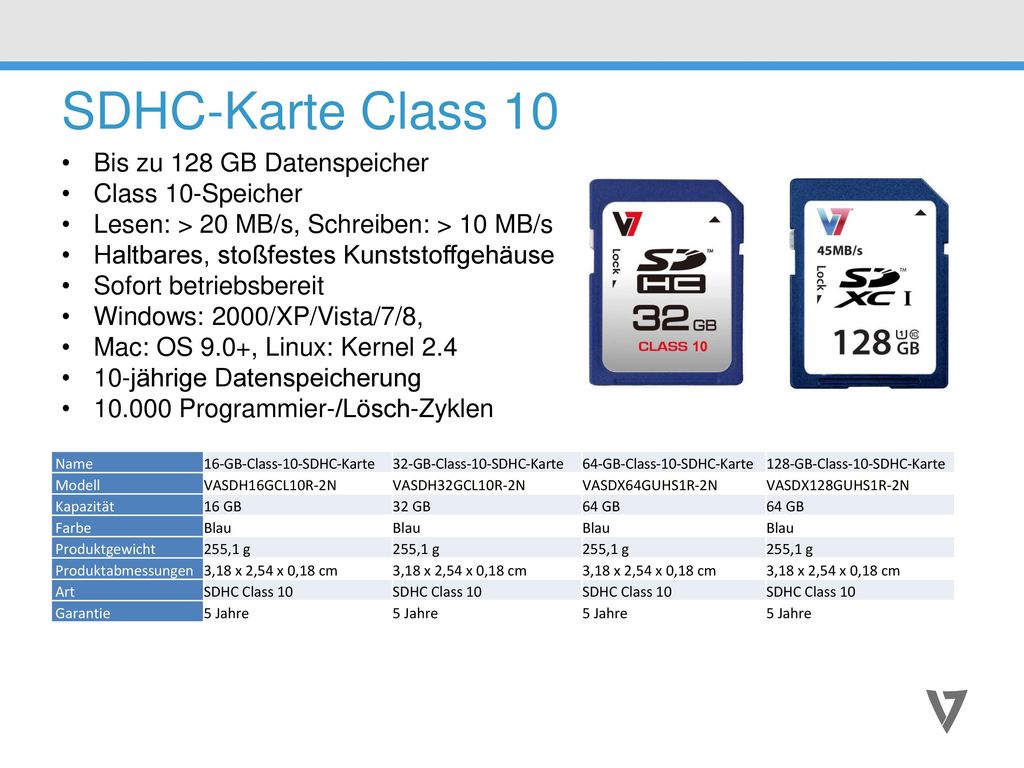 SDHC-Karte Class 10 Bis zu 128 GB Datenspeicher Class 10-Speicher