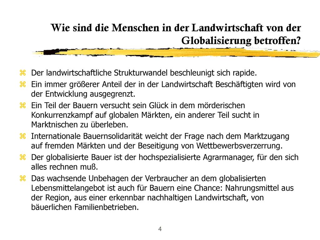 Wie sind die Menschen in der Landwirtschaft von der Globalisierung betroffen