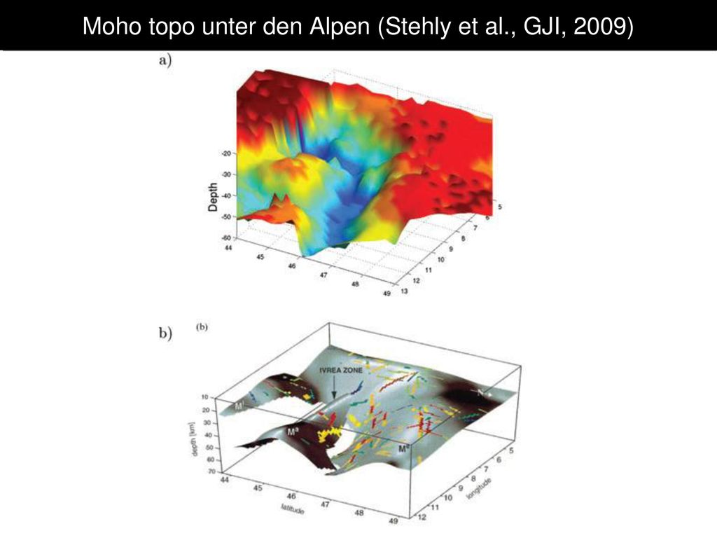 Moho topo unter den Alpen (Stehly et al., GJI, 2009)