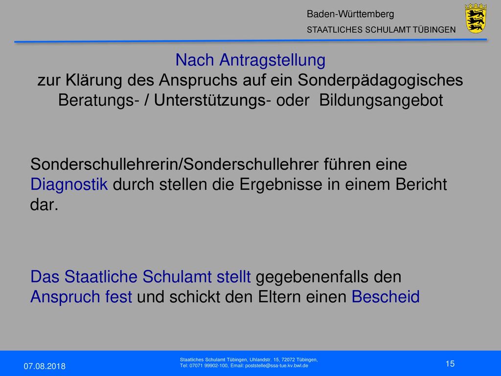 Nach Antragstellung zur Klärung des Anspruchs auf ein Sonderpädagogisches Beratungs- / Unterstützungs- oder Bildungsangebot