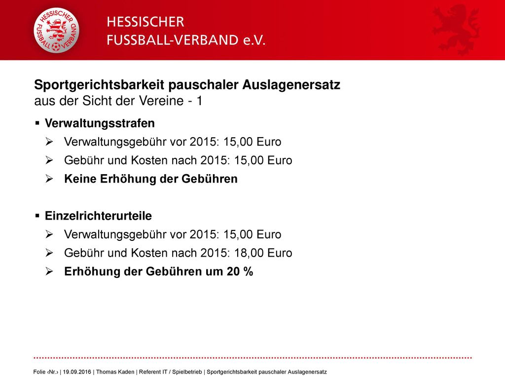 Sportgerichtsbarkeit pauschaler Auslagenersatz aus der Sicht der Vereine - 1