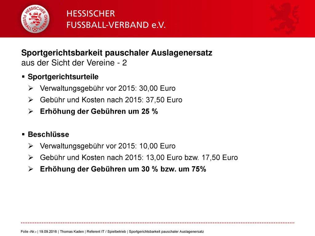 Sportgerichtsbarkeit pauschaler Auslagenersatz aus der Sicht der Vereine - 2