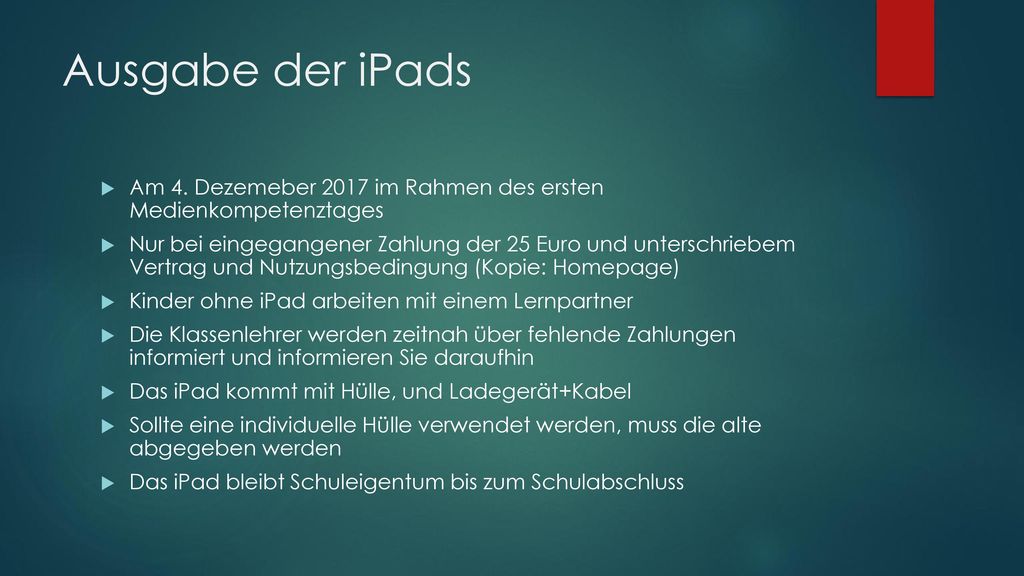 Ausgabe der iPads Am 4. Dezemeber 2017 im Rahmen des ersten Medienkompetenztages.