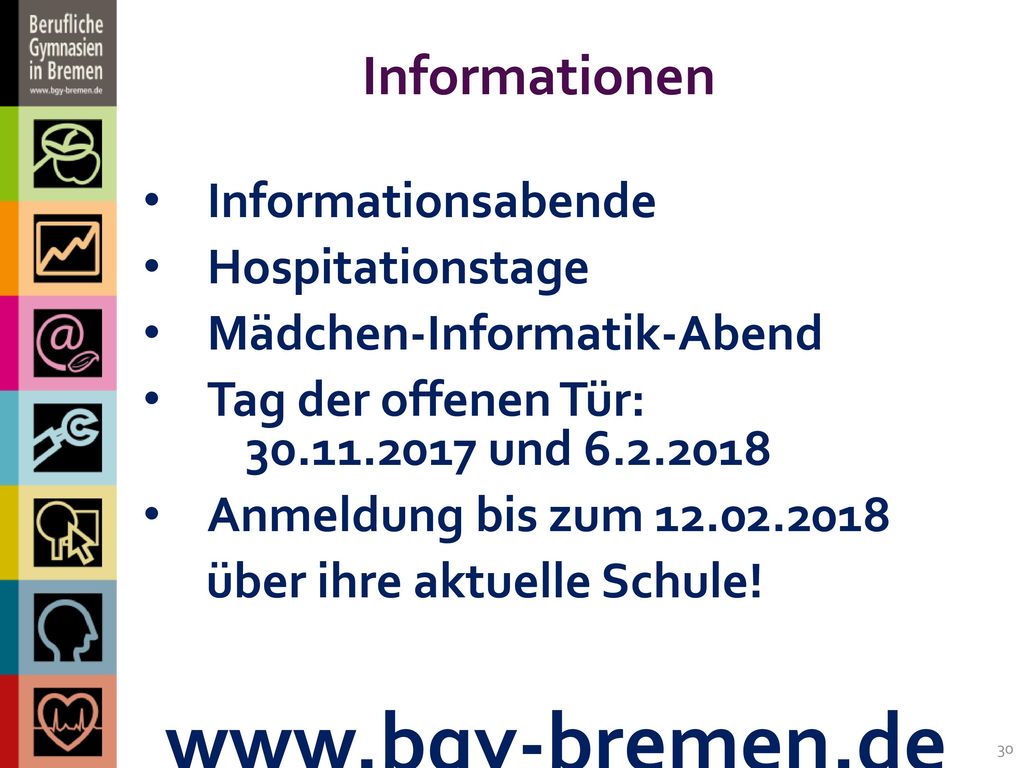 Informationen Informationsabende Hospitationstage