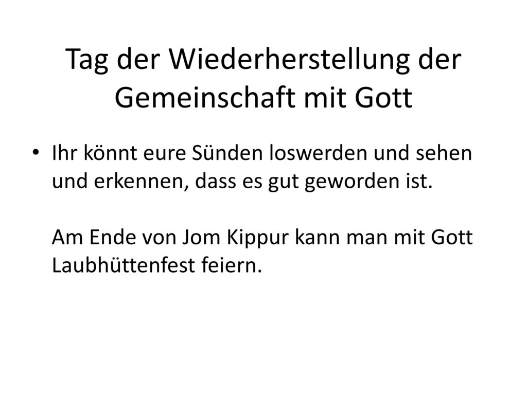 Tag der Wiederherstellung der Gemeinschaft mit Gott